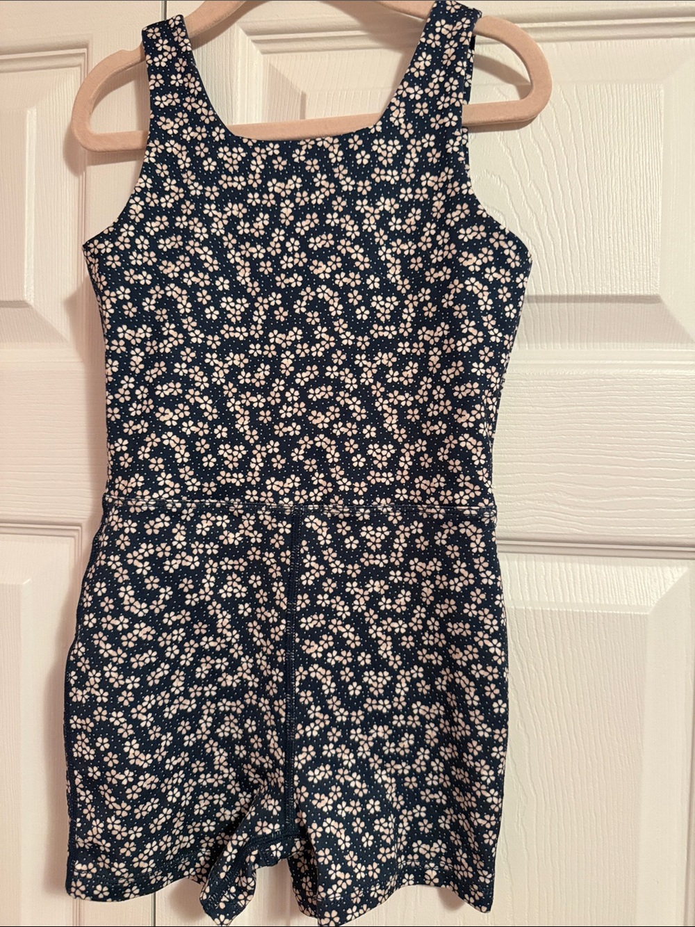 Rylee and Cru Girls Navy Floral Tank Romper bodysuit Girls size 6-7
